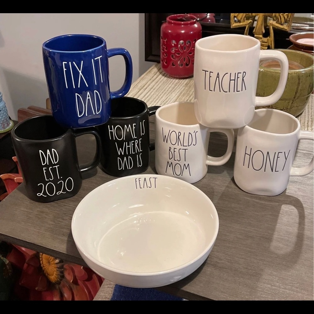 NEW Rae Dunn mugs and serving dish